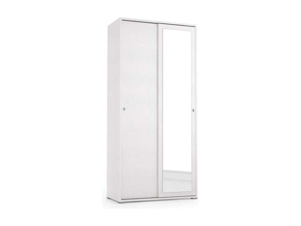 Armario blanco con puertas correderas y espejo Decohoguera 90x45x195 cm Made in Italy ES3307201