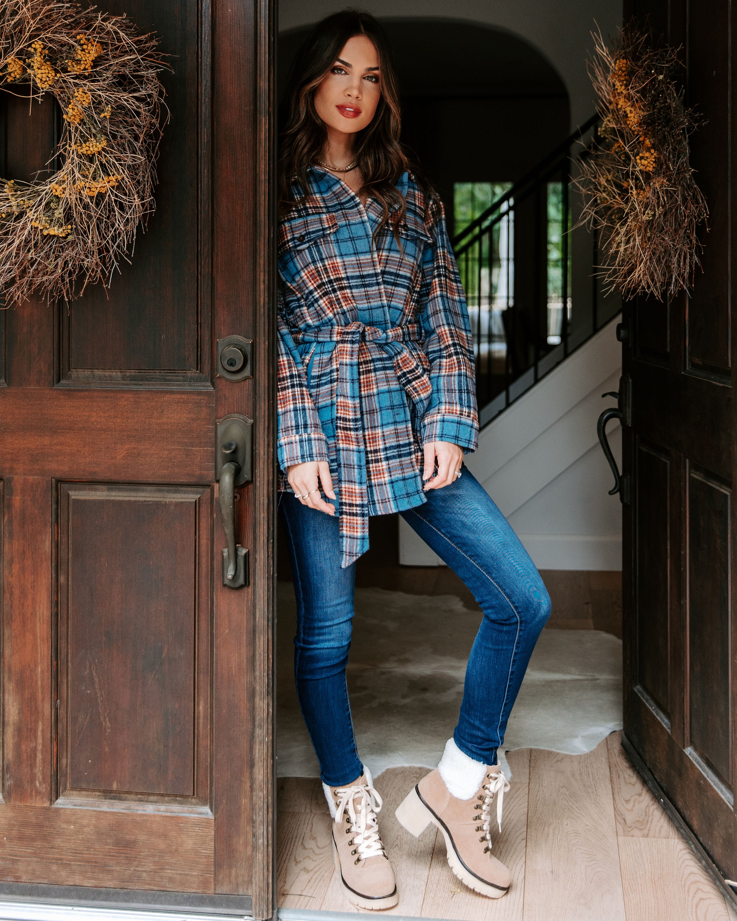 Becks Pocketed Plaid Coat - Se7enfashion