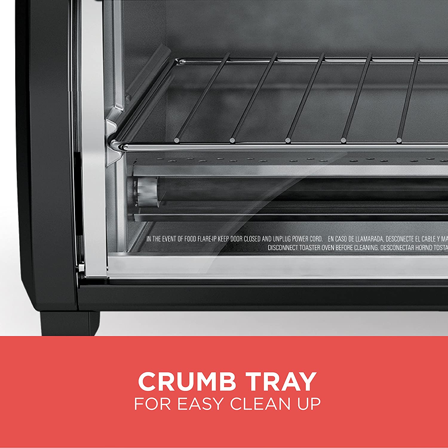 BLACK+DECKER SpaceMaker Under-Counter Toaster Oven, Digital Controls, Black/Stainless Steel, Fits 9′′ Pizza, TROS1000D