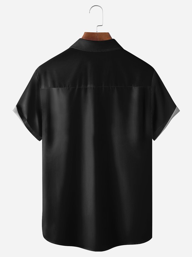 Christmas Flamingo Chest Pocket Short Sleeve Shirt