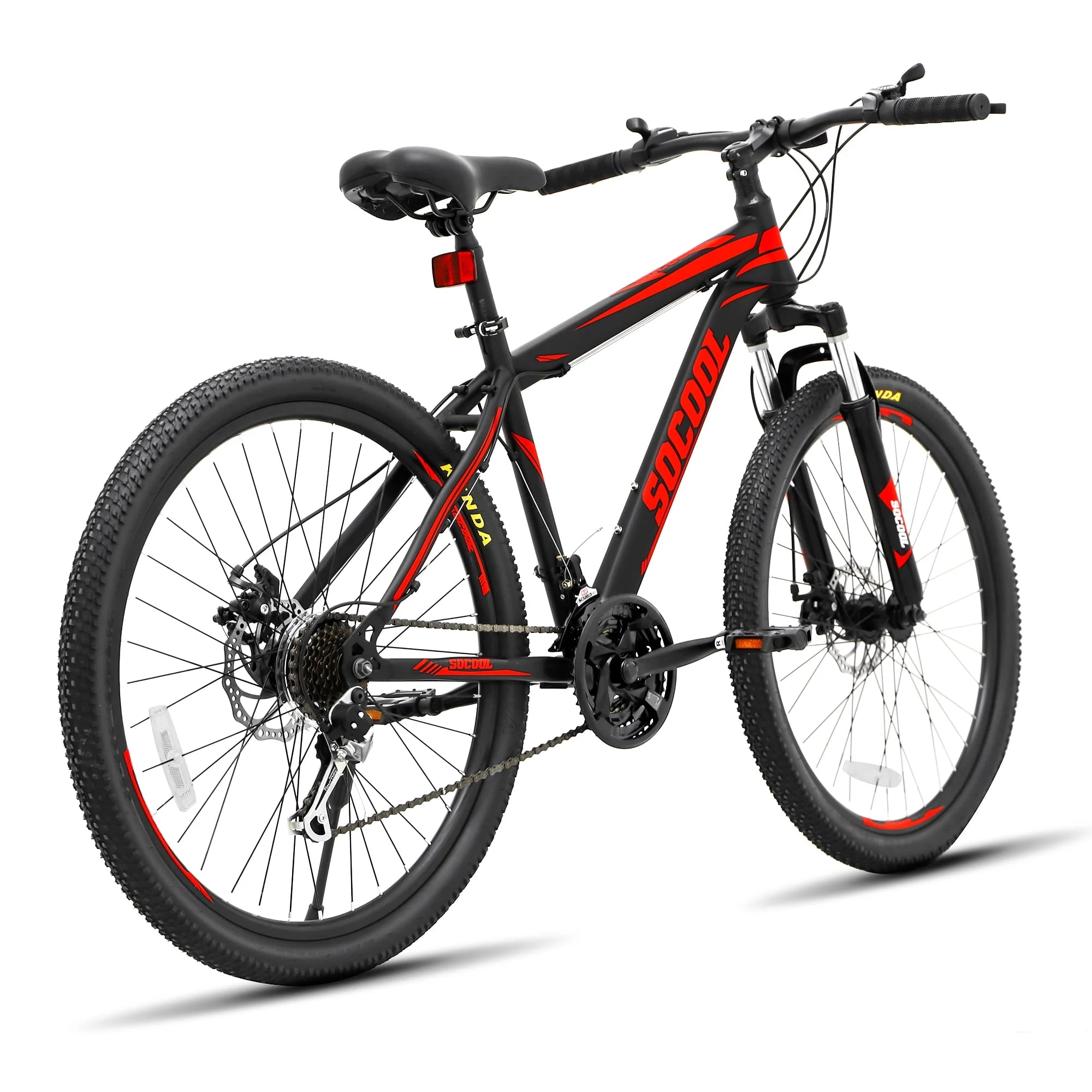 26 Inch Bikes Mountain Bike with Suspension Steel Frame, Featuring 21 Speed, Double Disc Brake and Dual Suspension Anti-Slip Bicycles for Adults, Red - Image 2