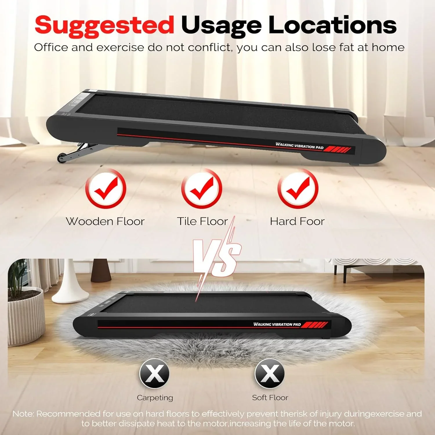 Sperax Walking Vibration Pad with APP 3 in 1 Under Desk Treadmill Walking Treadmill Pad