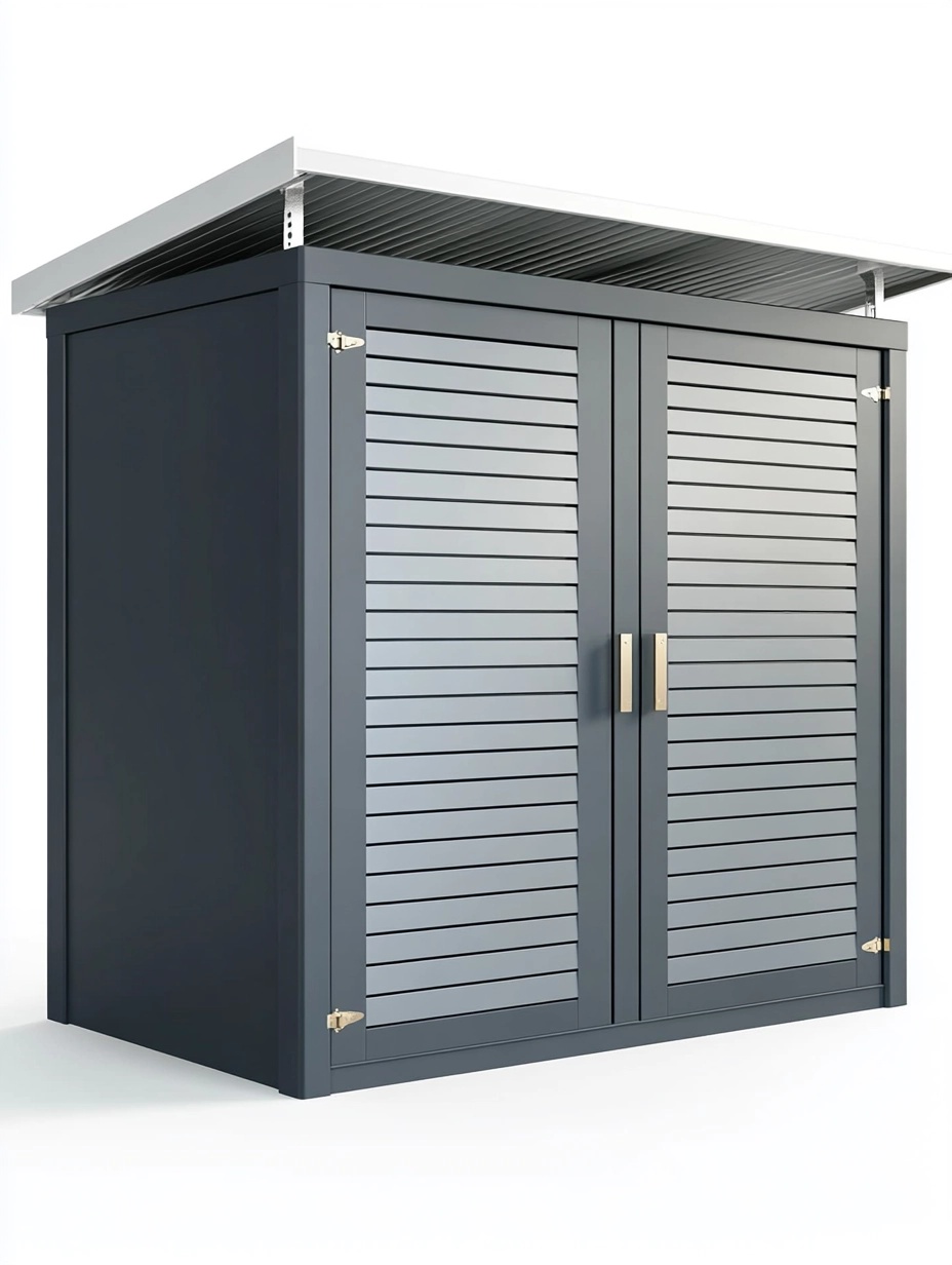 Caja de almacenamiento para jardín gris acero galvanizado 109x67x65 cm