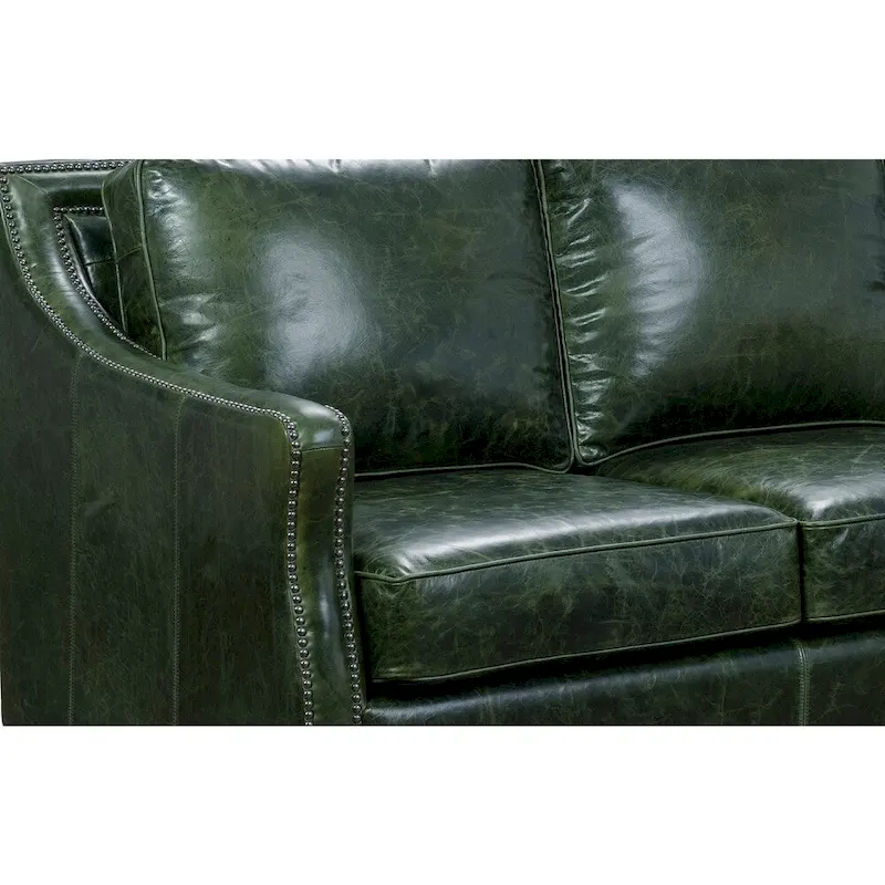 Vintage Essex Distressed Green Top Grain Leather Sofa