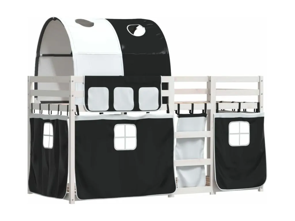 Litera con cortinas Hogarve maciza Hogarve blanco y negro 90x190 cm 84248wamu