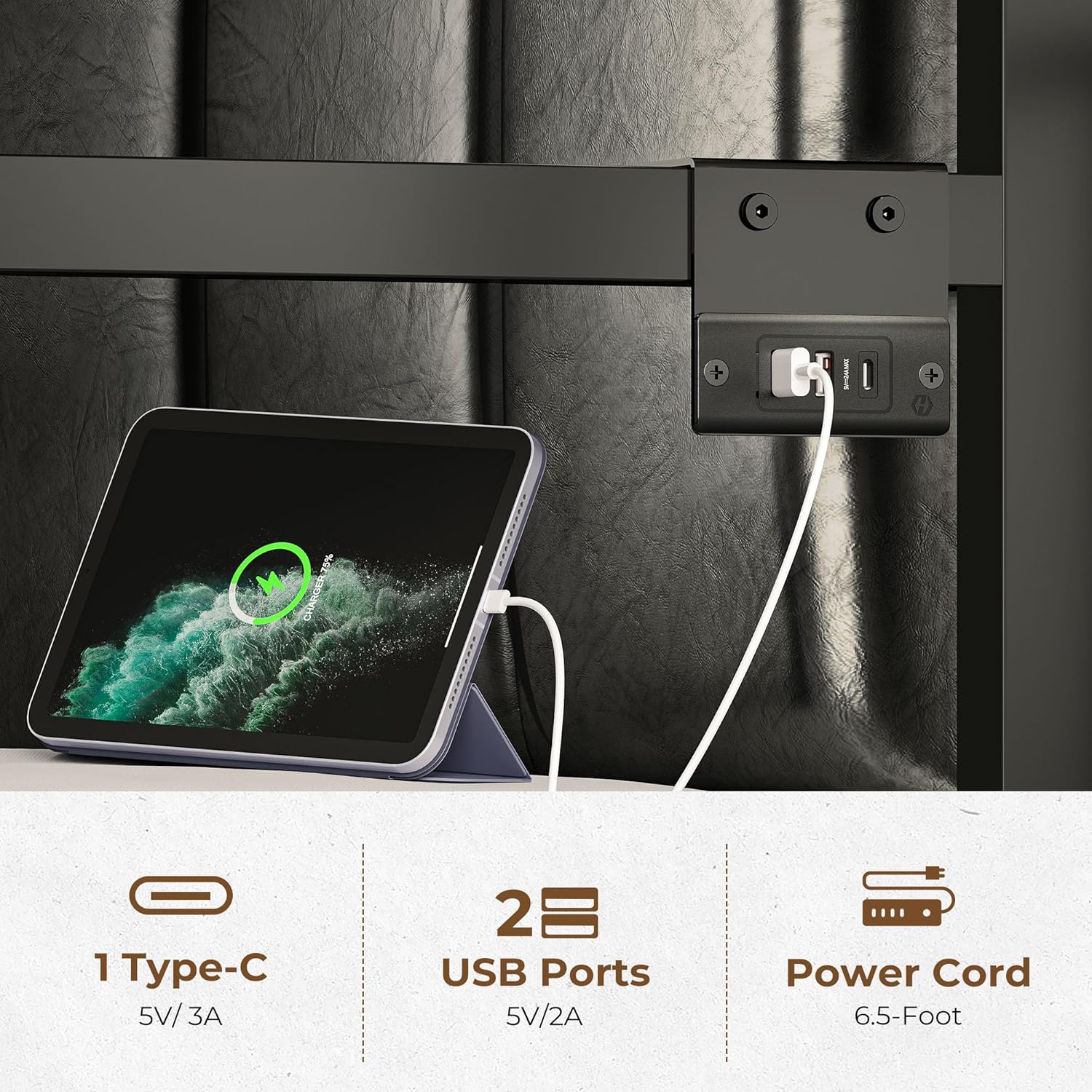 Rolanstar Daybed with Charging Station and LED Lights Height Adjustable Twin Daybed