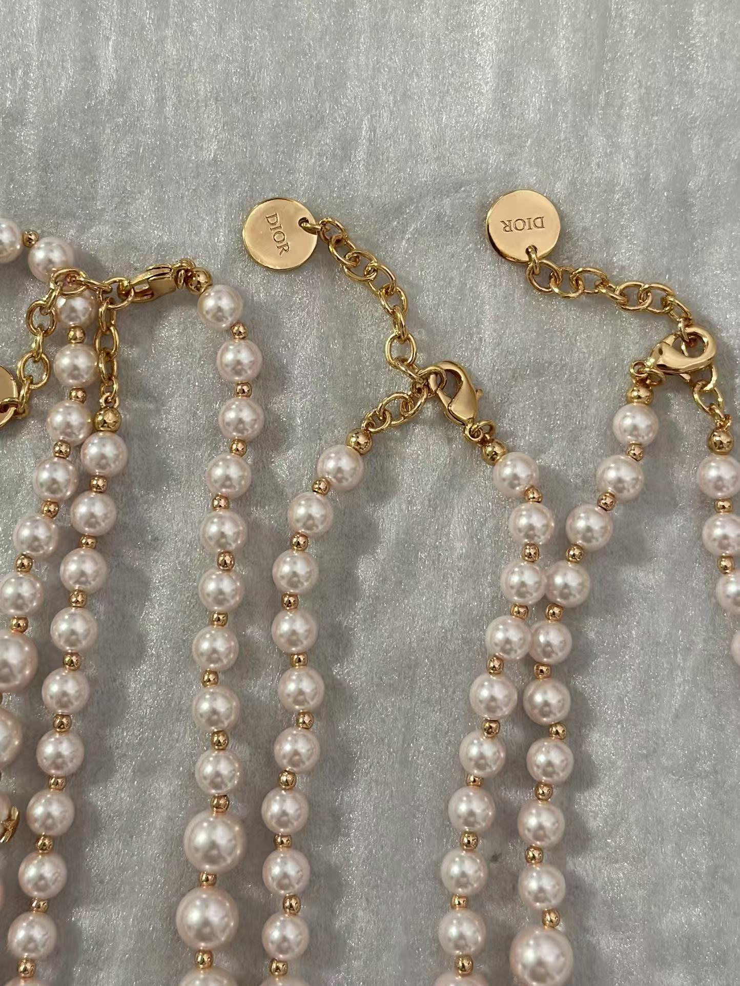 Dior Rose Gold Bee Pink Pearl CD Necklace - Original Replica Club
