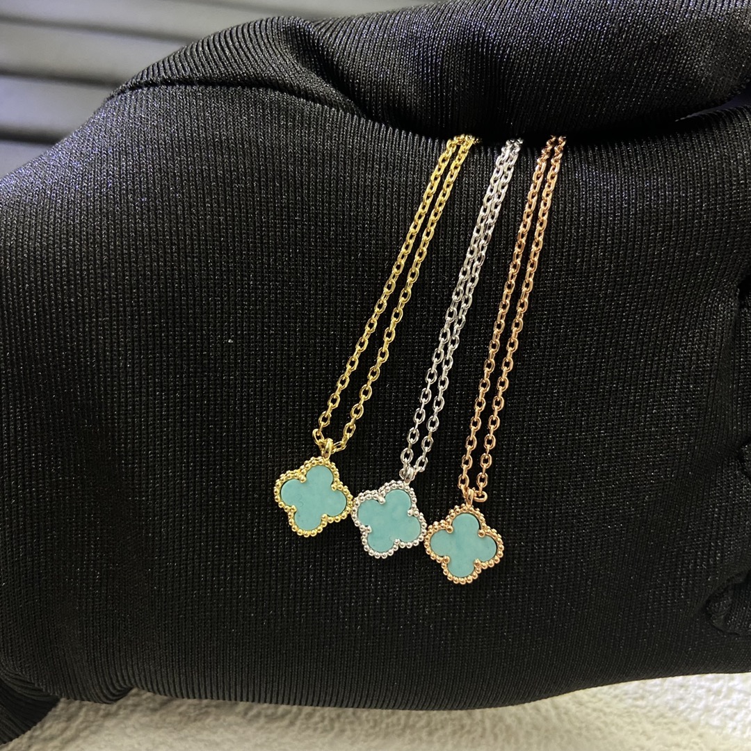 VCA Amazonite Sweet Alhambra Pendant Necklace, 1 Motif - Original Replica Club