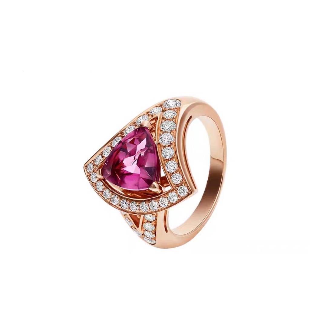 Bvlgari Rose Gold Magenta Teardrop Diamond Ring - Original Replica Club