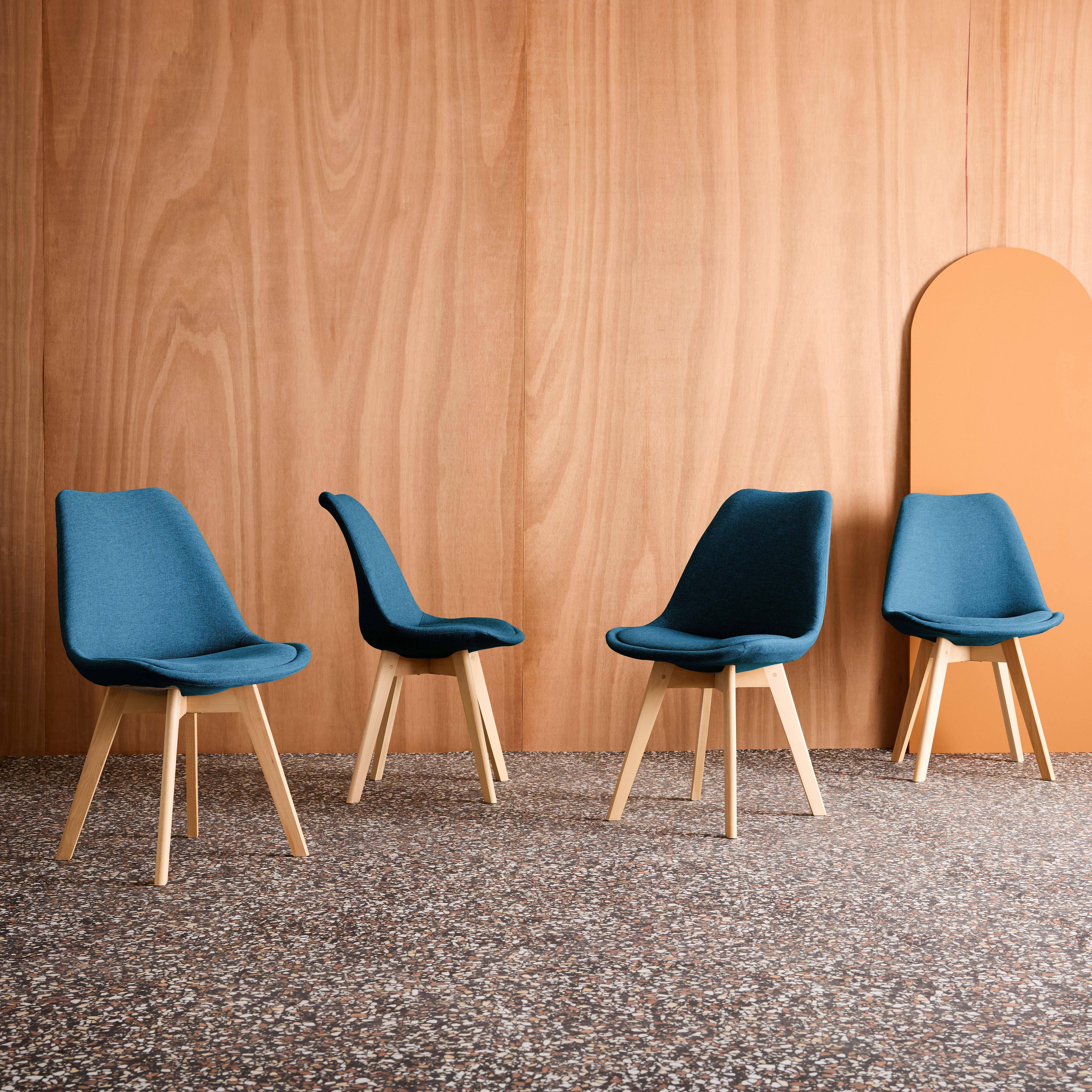 Nils tela simple - Silla escandinava de madera de haya y tela simple, set de 4