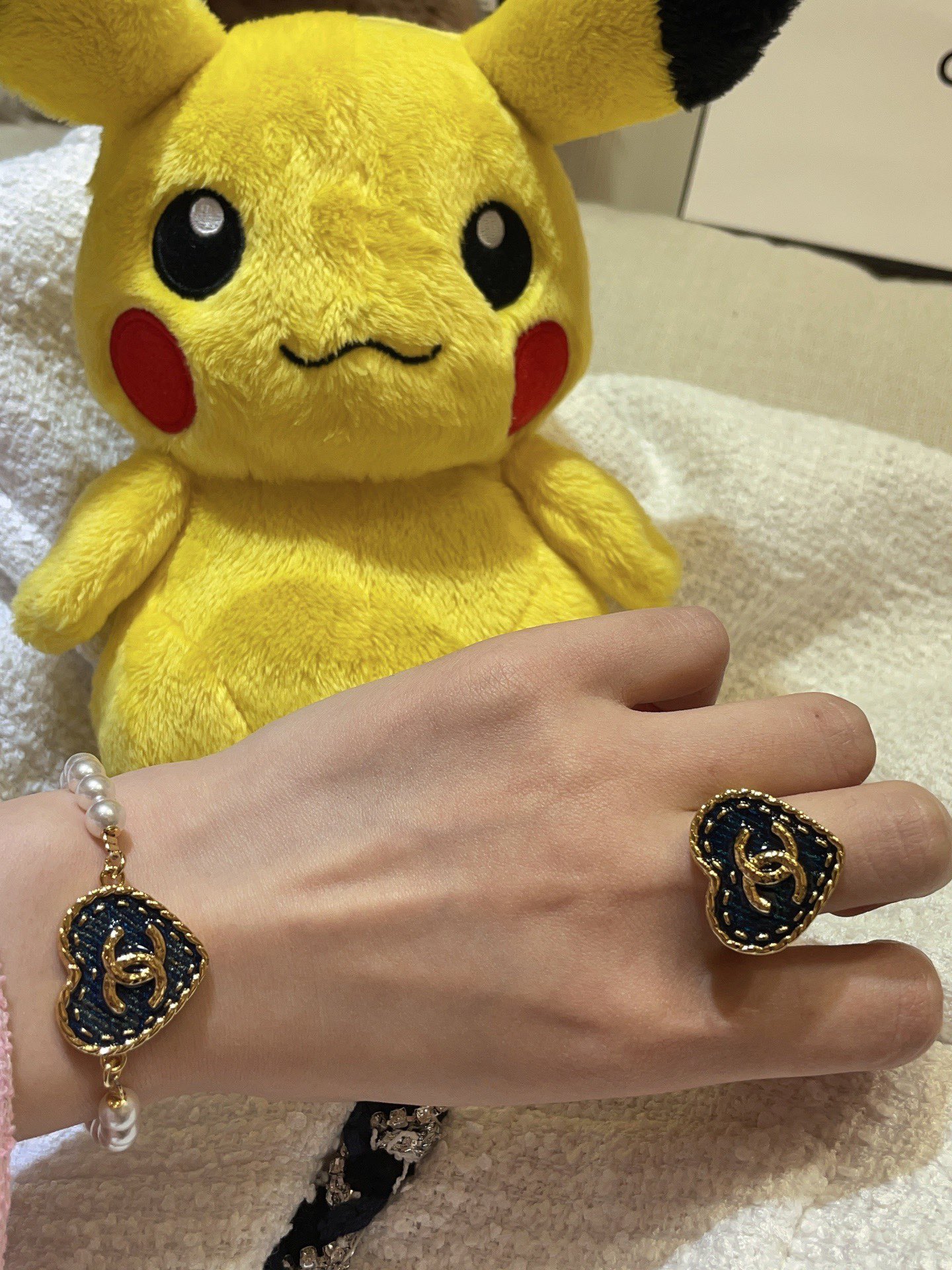 Chanel Vintage Denim Blue Heart Ring - Original Replica Club
