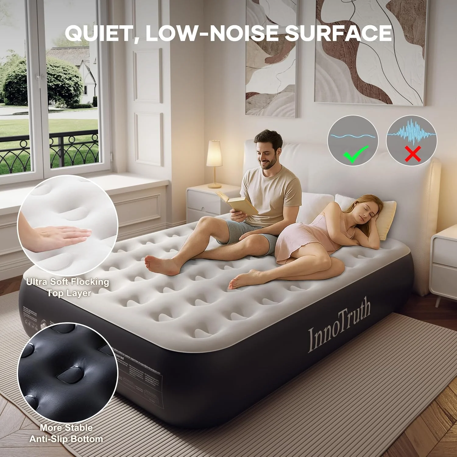 Camping Air Mattress Bed, Full Size with Built in Pump - Image 5
