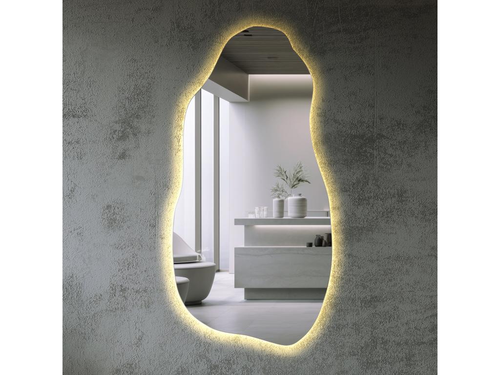 Espejo con luz LED, decoración moderna para baño y sala de estar, 50 cm x 100 cm - luz cálida