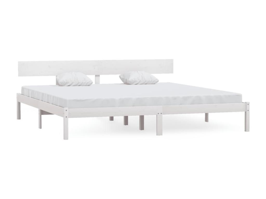 Mueblescolor de cama doble sin colchón madera maciza blanco