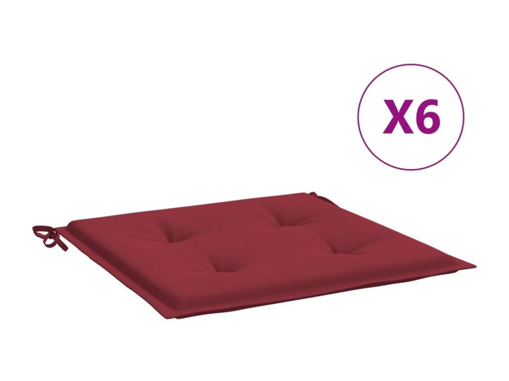 Cojines silla de jardín 6 uds tela Oxford rojo tinto 40x40x3 cm
