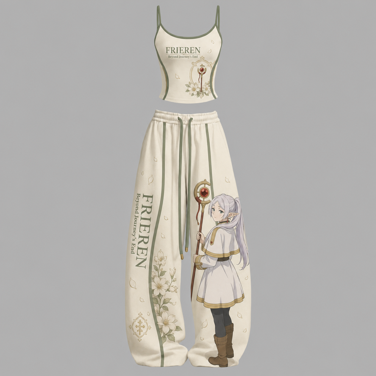 Frieren Top & Elasticated Trousers Two-Piece Set TeeThreads Sustain the Scene with Custom Apparel