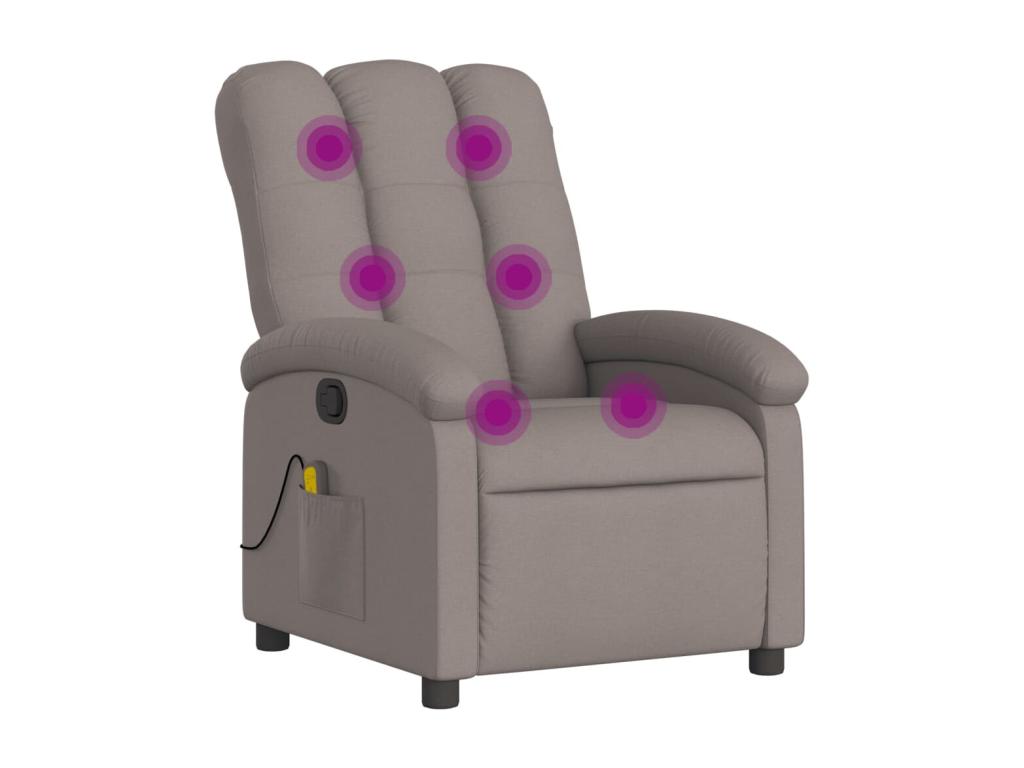 Sillón de masaje reclinable de tela gris taupé