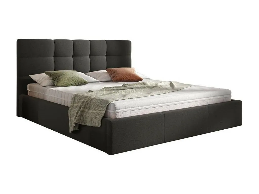 Cama Cosinor 138, doble, gris, 160x200, tapiz, somieres, 170x213x106cm qib1703989