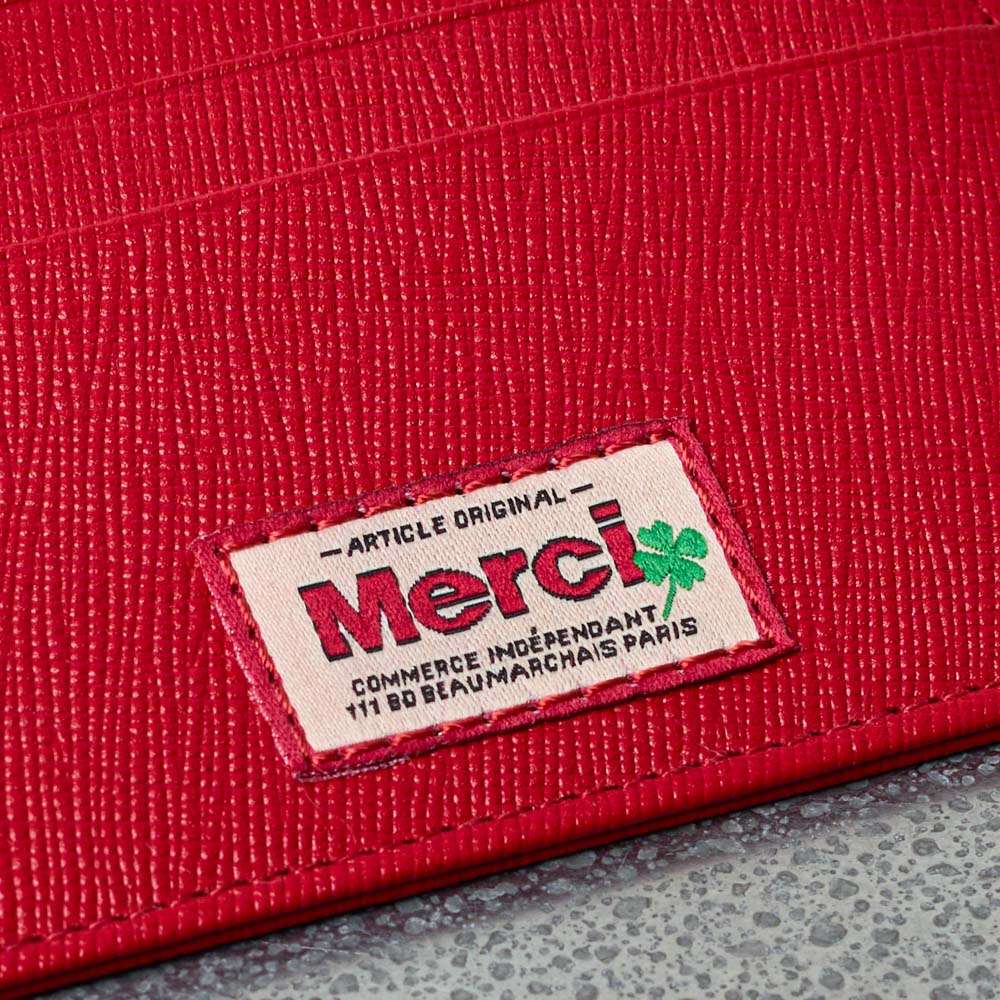 Merci - Porte Carte Plat - Rouge