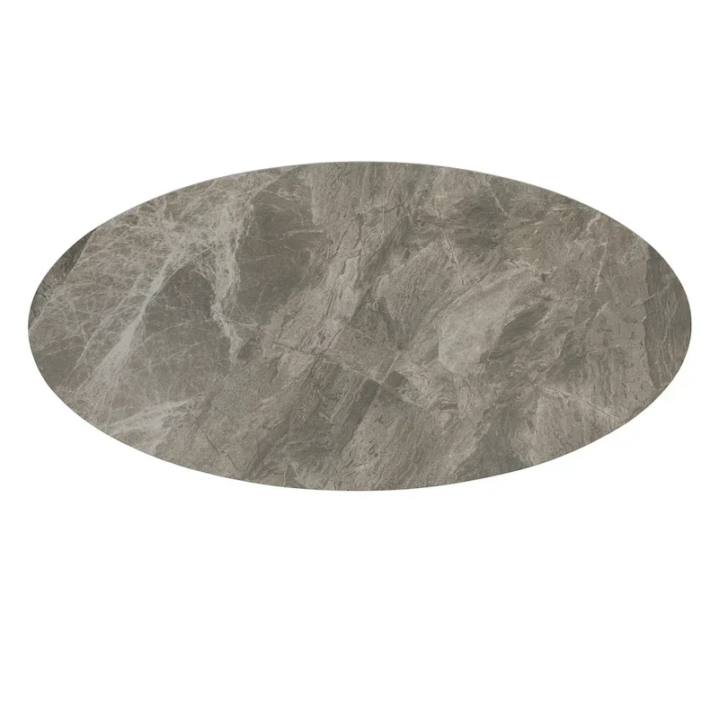 iNSPIRE Q Modern Jurmala Glossy Sintered Stone Tables with Grey Metal Base