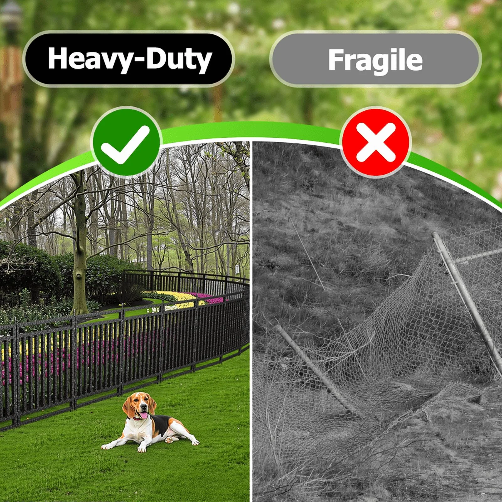 Petorldog Decorative Garden Fence, 36ft x 40in, 14 Panels + 2 Gates, No Dig Metal Dog Fence for Yard | Black-Silver - Image 4