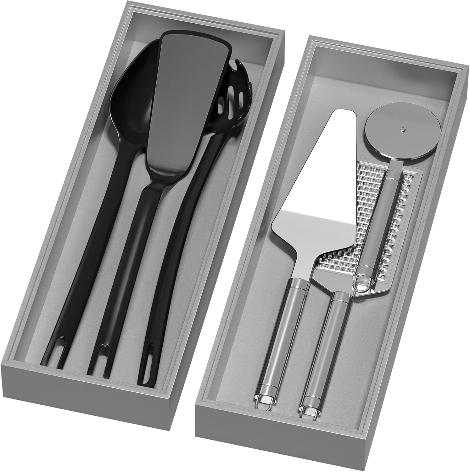 Lixple Bamboo Drawer Organizer for Kitchen Utensils, 2 Pack Stackable Bamboo Kitchen Drawer Organizers, Silverware & Utensil Drawer Trays, 10