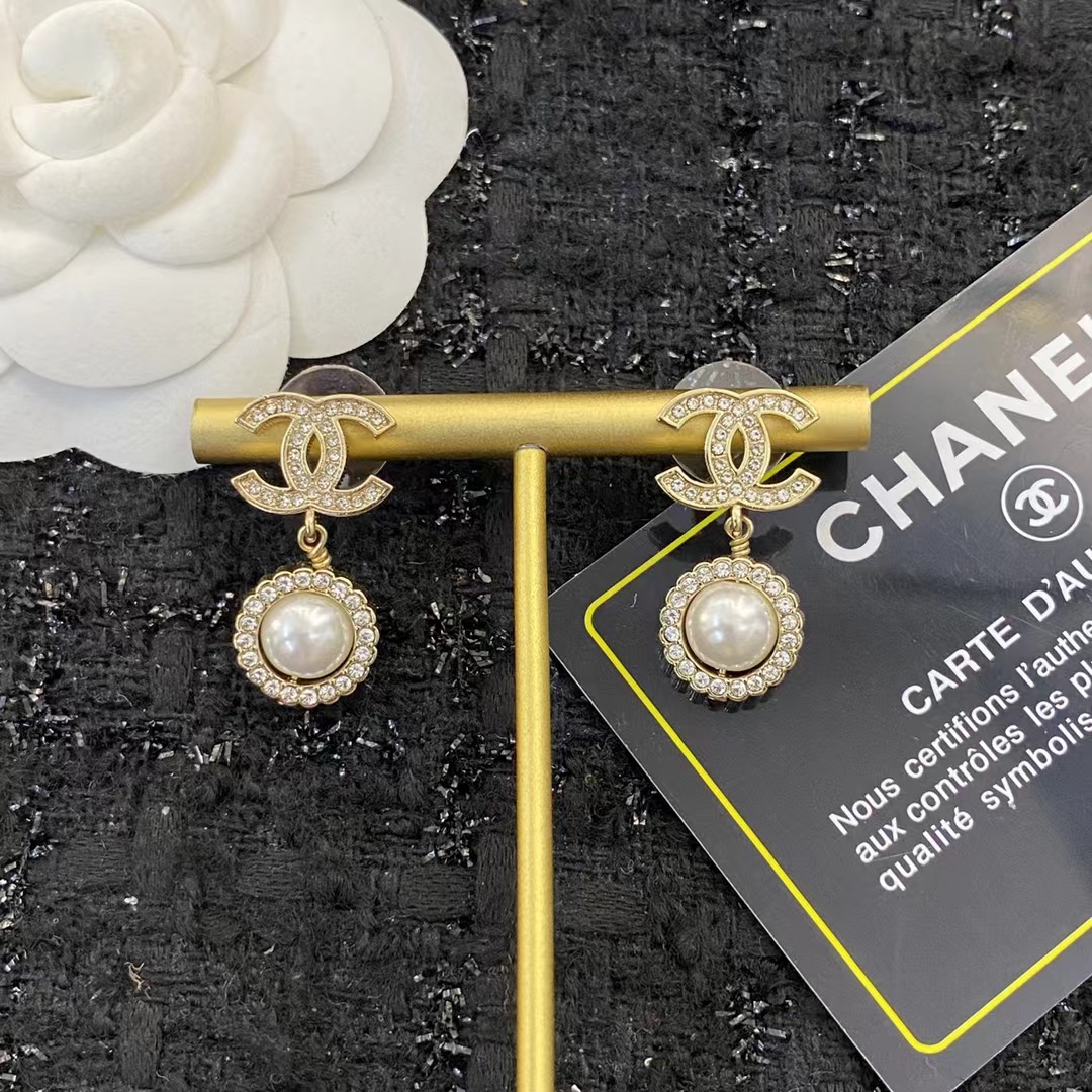 Chanel Double C Pearl Dangle Earrings - Original Replica Club