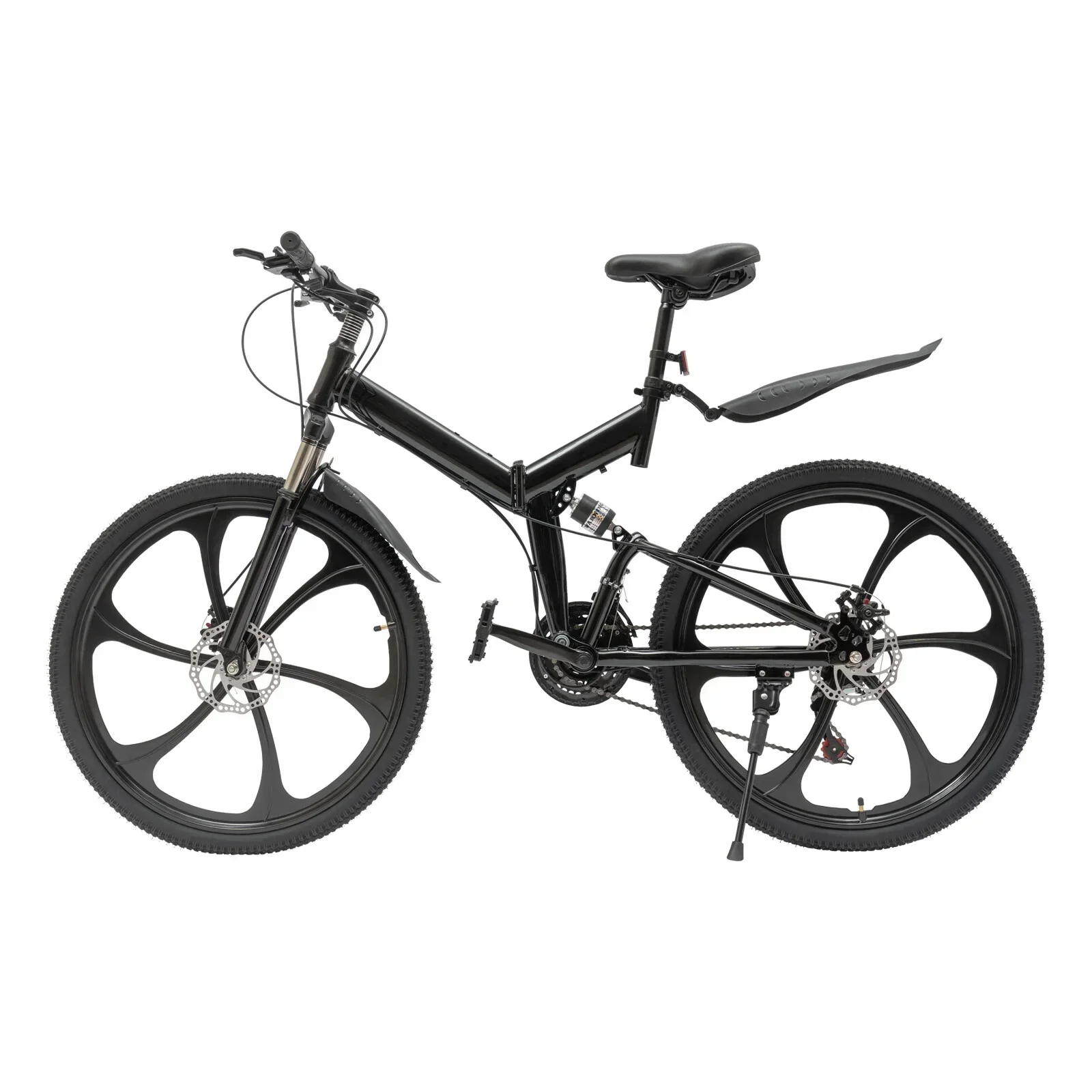Aiqidi 26 Inch 21 Speed Full Suspension Folding Mountain Bike, Black - Image 6 Aiqidi 26 Inch 21 Speed Full Suspension Folding Mountain Bike, Black - Image 6