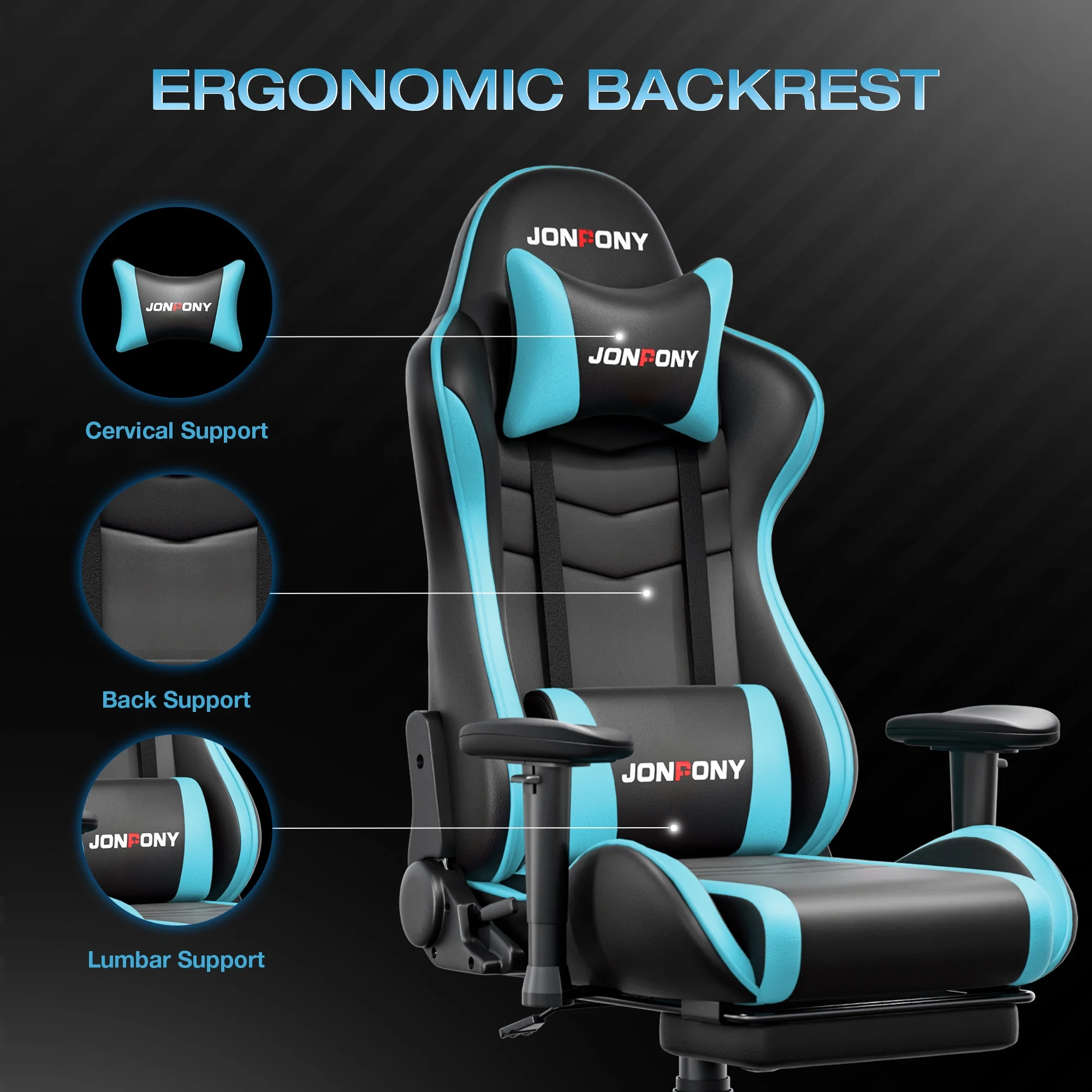 JONPONY Big and Tall 500LBS Gaming Chair, Ergonomic Design, Gamer Chair PU Leather with Footrest and Lumbar Support, High Back Office Chair Support 8 Hours Long Sitting, Computer Chair,Red - Image 82