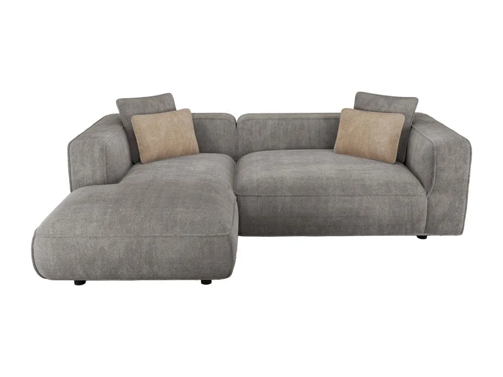 Sofá rinconero izquierda de terciopelo texturizado gris Mobtrendy nopi51753