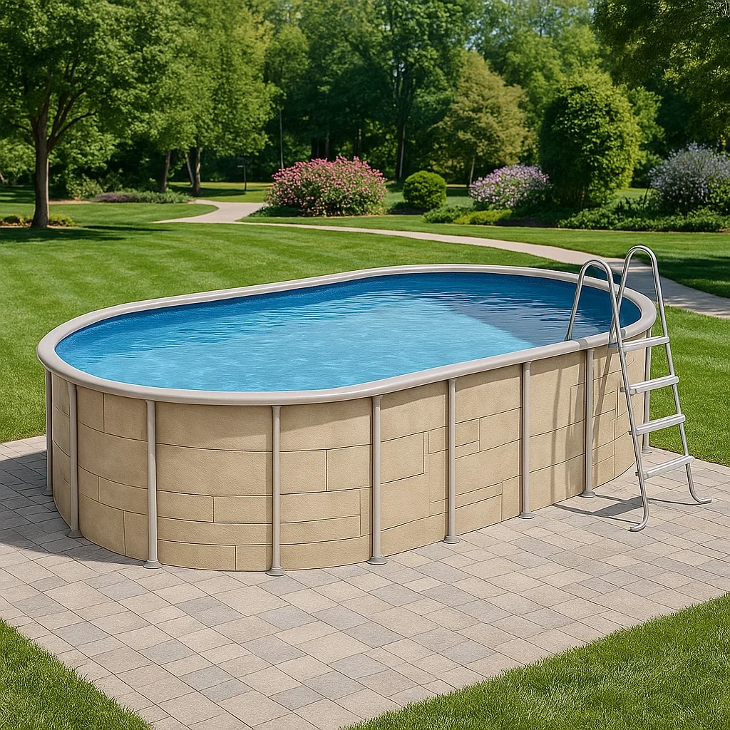 Piscina tubular ovalada desmontable de acero 472x286x104 cm Beige/Color piedra UoUxJoG144PE