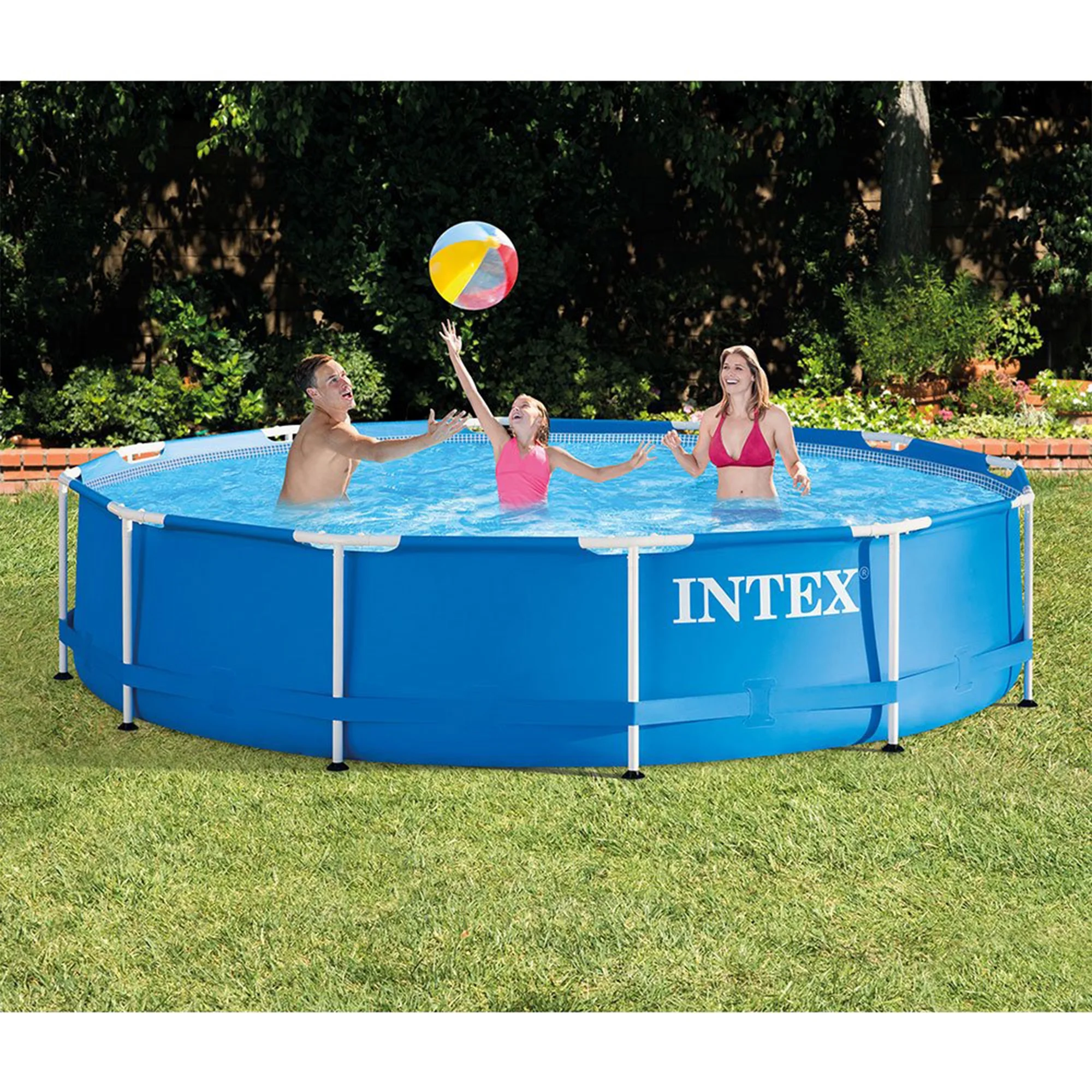 INTEX Round Metal Frame 8ft x 20in Above Ground Swimming Pool Set, Blue - Image 17