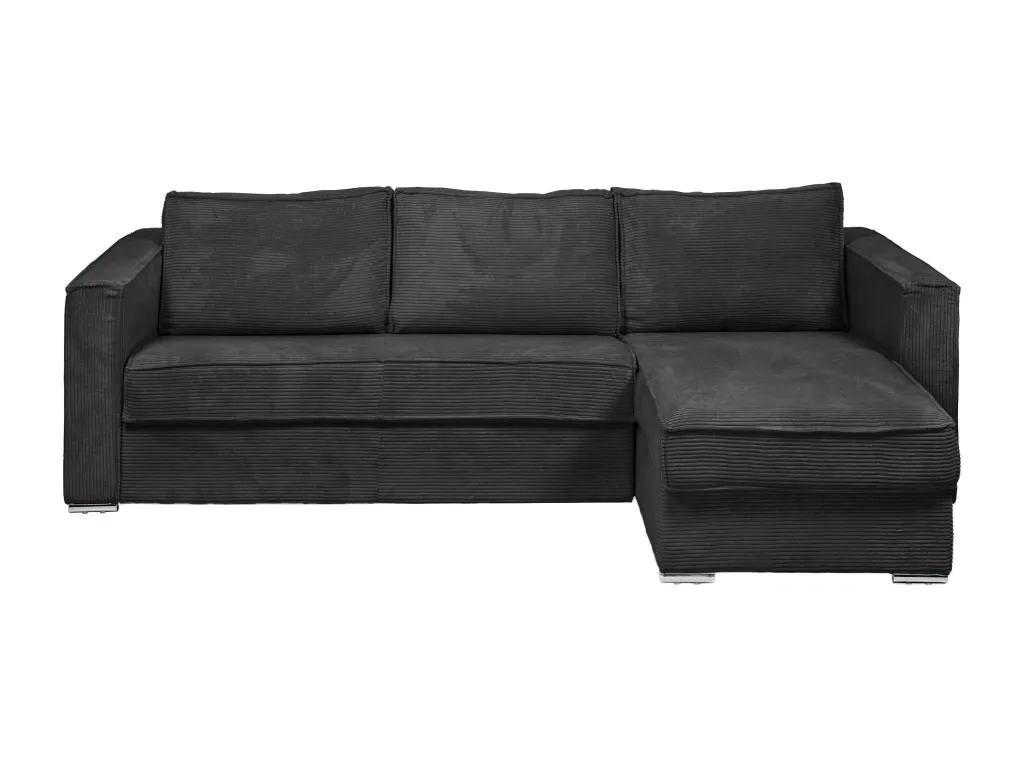 Sofá cama rinconero con apertura italiana y reversible de pana gris antracita - Somier de 140 cm - Colchón de 22 cm Mueblestop 51083XQIL