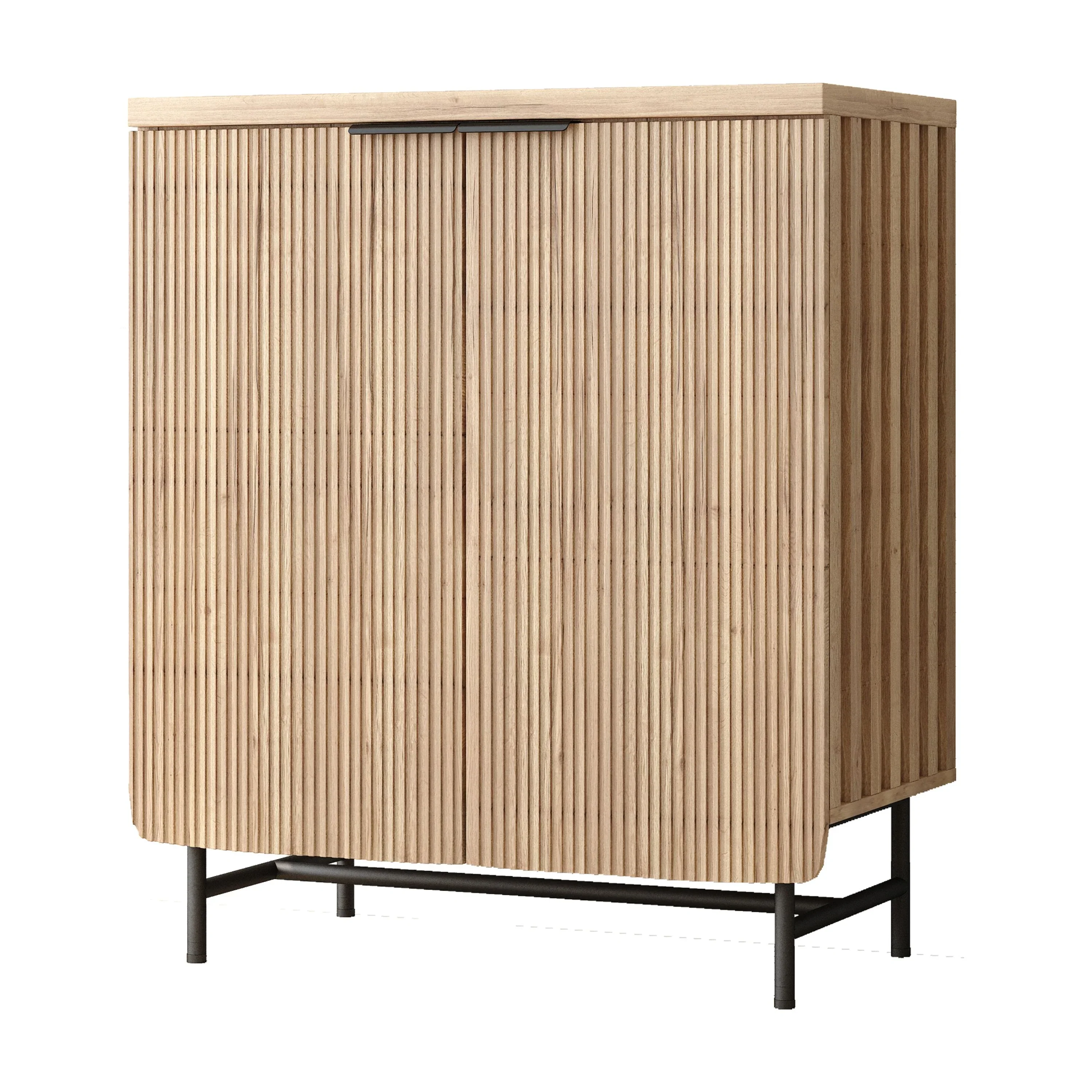Vivvoo 30" Wood Nightstand Fluted Door Accent Cabinet