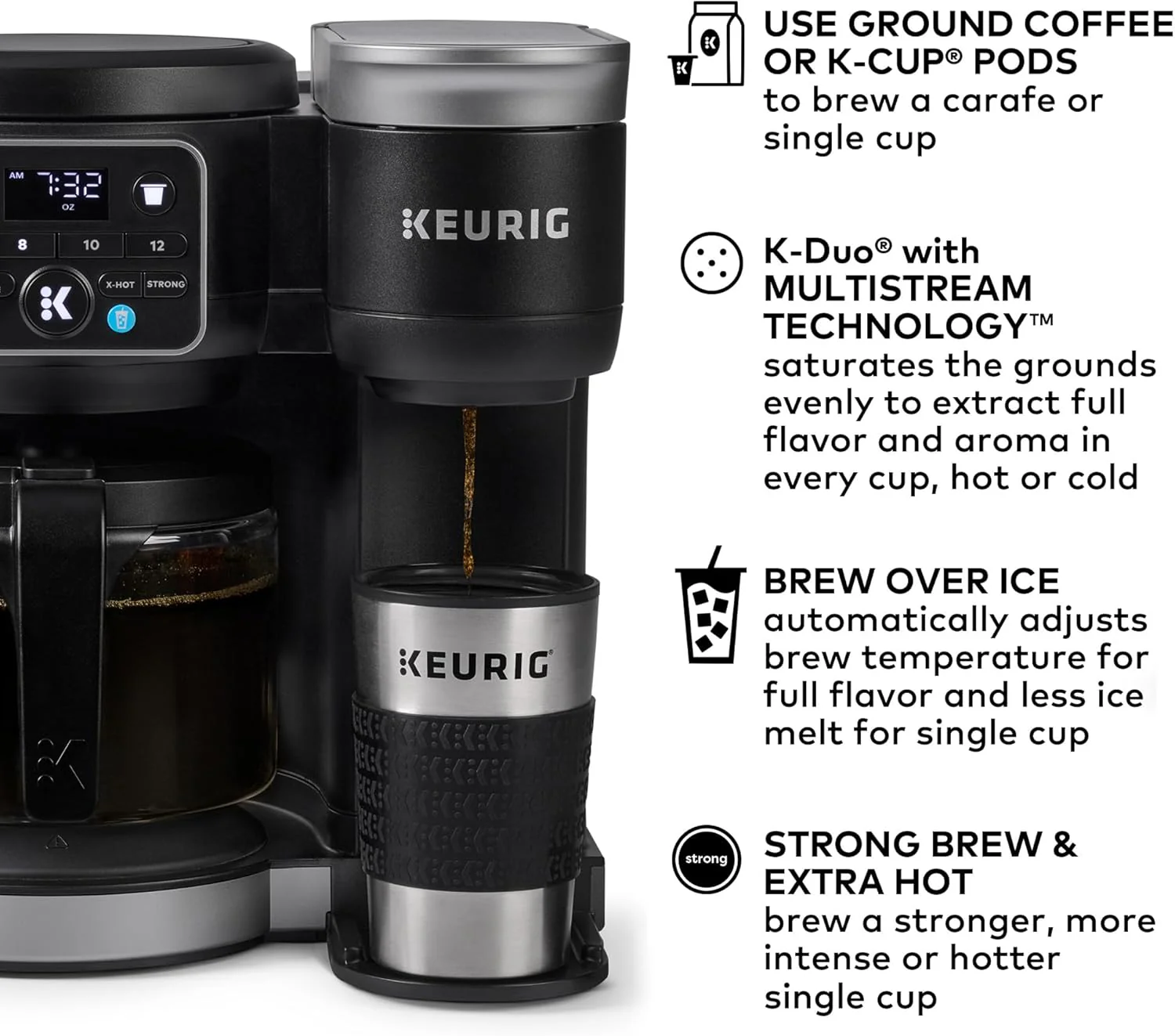Keurig K-Duo Hot & Iced Single Serve & Carafe Coffee Maker MultiStream Technology 72oz Reservoir