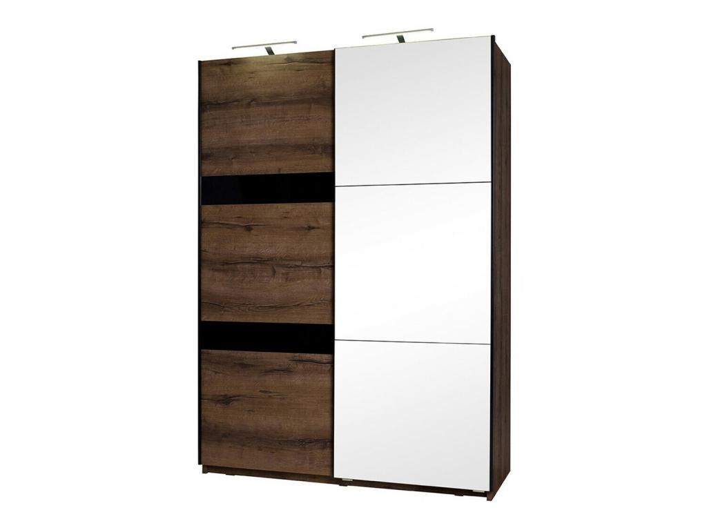 Armario Providence F109, Negro brillante|Roble del Monastery, 215x150x69cm