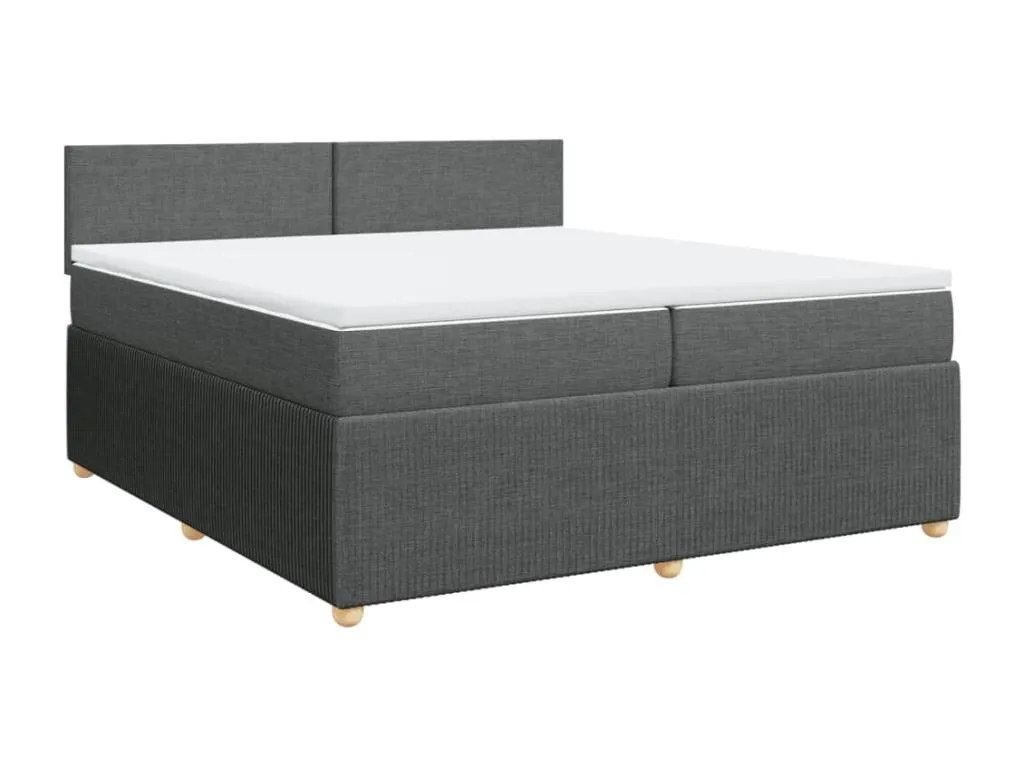 Cama box spring con colchón tela gris oscuro 200x200 cm szs3522376