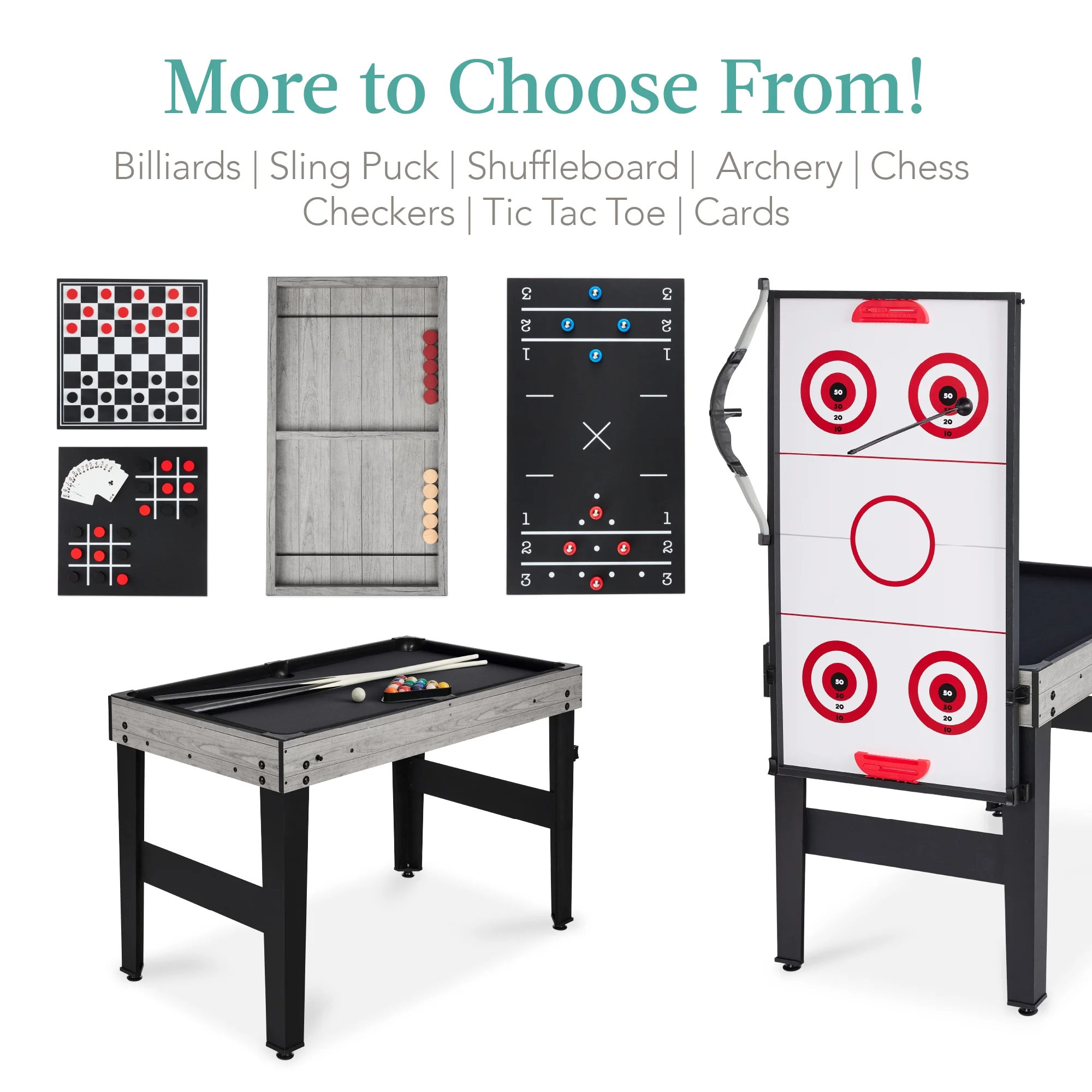 Best Choice Products 13-in-1 Combo Game Table Set w/ Ping Pong, Foosball, Basketball, Hockey, Archery - Natural - Image 18