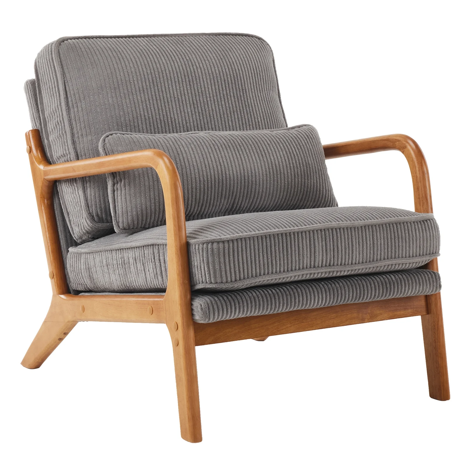 Ktaxon Accent Chair Corduroy Upholstered Armchair, Reading Club Chair with Pillow and Solid Wood Frame for Living Room Bedroom Furniture Off White - Image 73