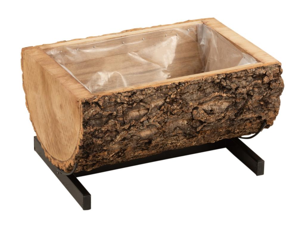 Macetero medio tronco de madera natural Ina L 40 cm