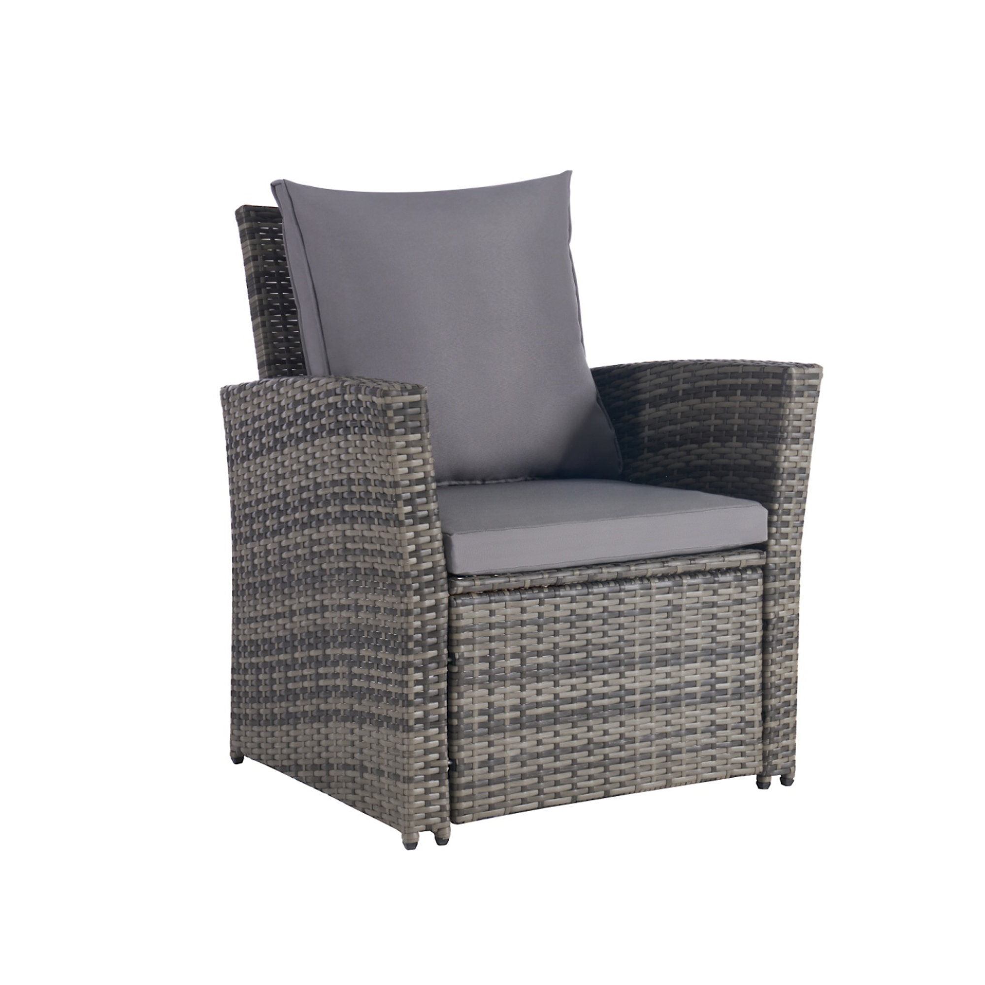 4 Pieces Outdoor Patio Furniture Sets Garden Rattan Chair Wicker Set, Poolside Lawn Chairs with Tempered Glass Coffee Table Porch Furniture - Image 3