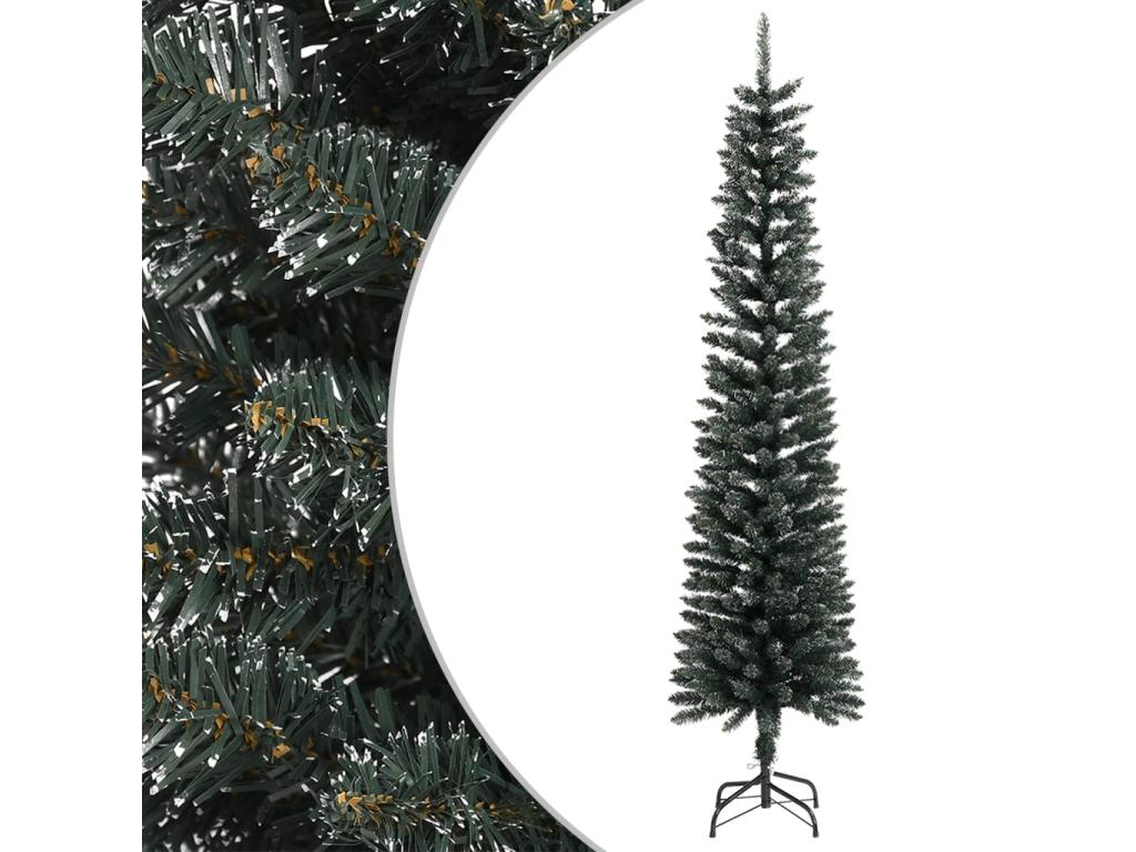 Árbol Navidad artificial estrecho con soporte PVC verde 240 cm