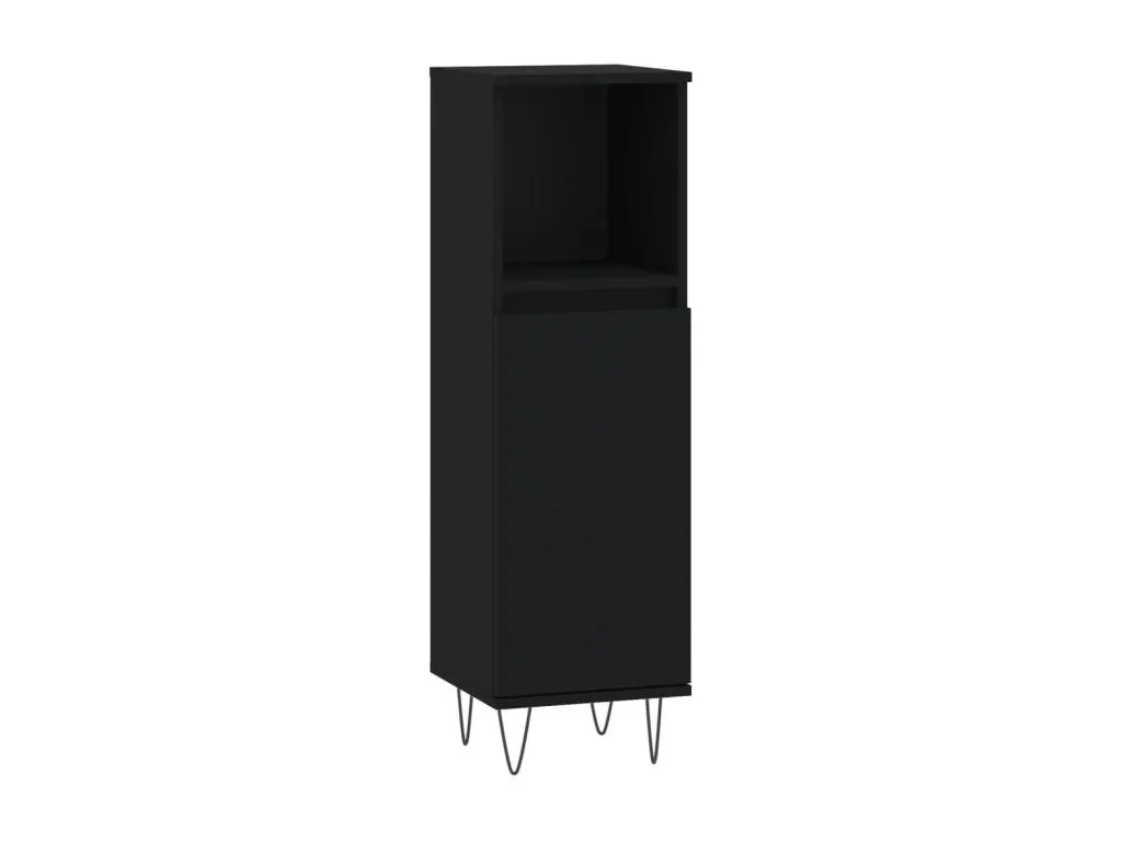 Armario de baño Hogarmini contrachapada negro 30x30x100 cm jtax08347