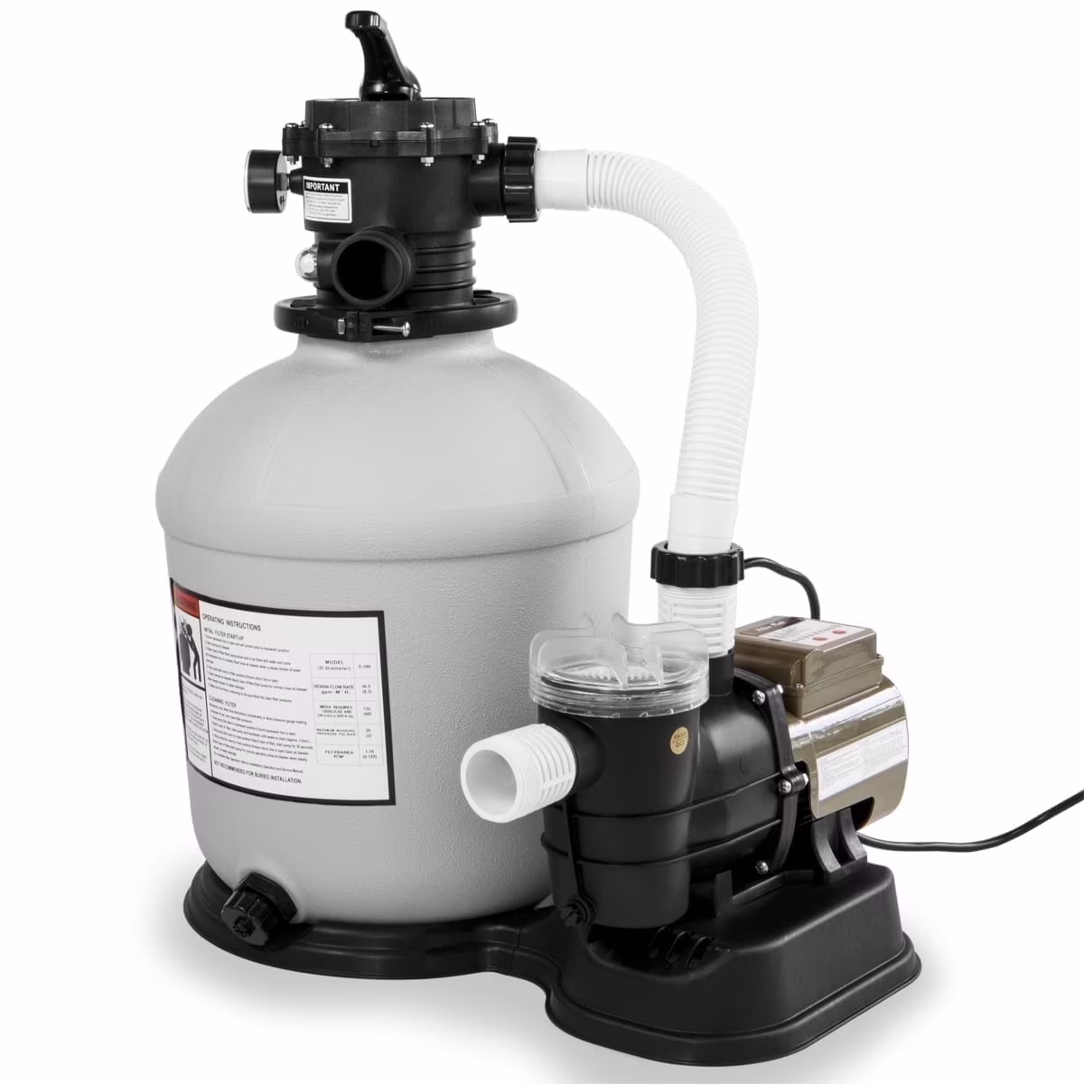 XtremepowerUS Sand Filter Pump for Above Ground Pool, 2400 GPH Pool Filter Pump, 7-Way Valve - Image 3