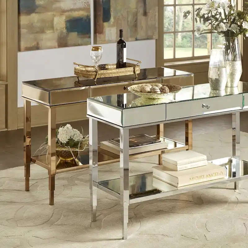 iNSPIRE Q Bold Camille Mirrored Console Table TV Stand with Drawer