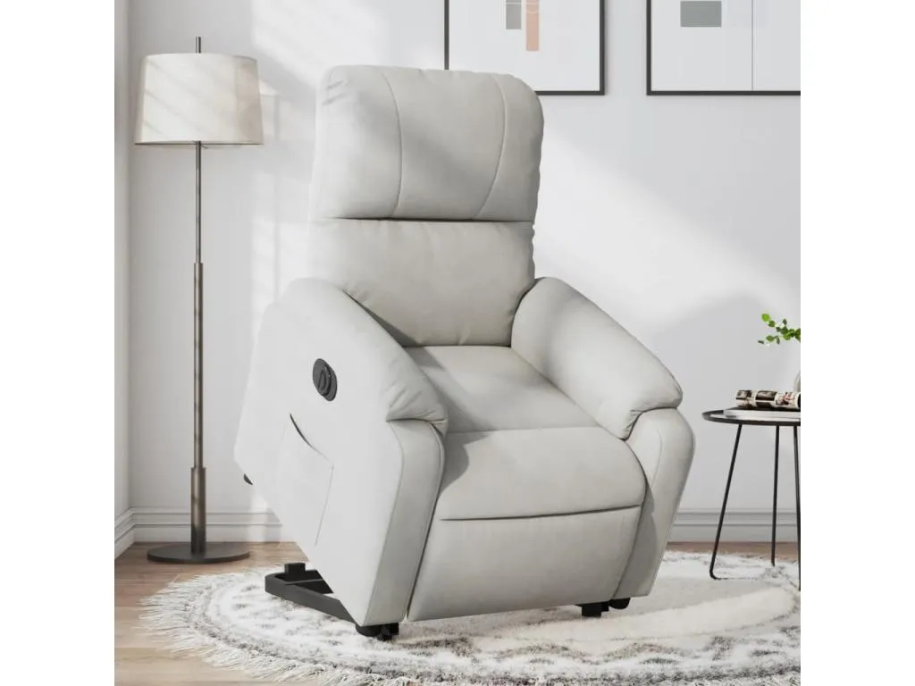 Sillón eléctrico reclinable elevable en tela microfibra gris claro. yei3661784