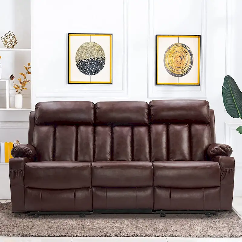 MCombo Faux Leather Electric Reclining Sofa with Heat and Massage - Models 6095/6075/6077