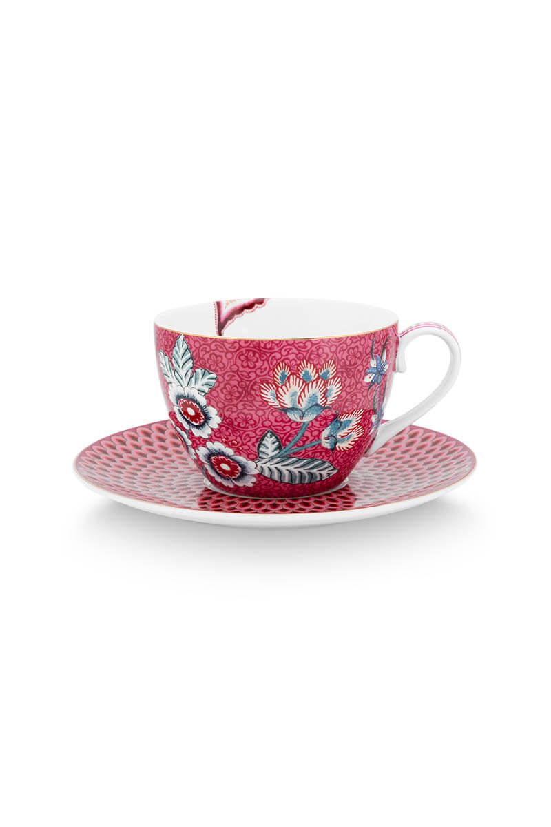 Cup & Saucer Flower Festival Dark Pink