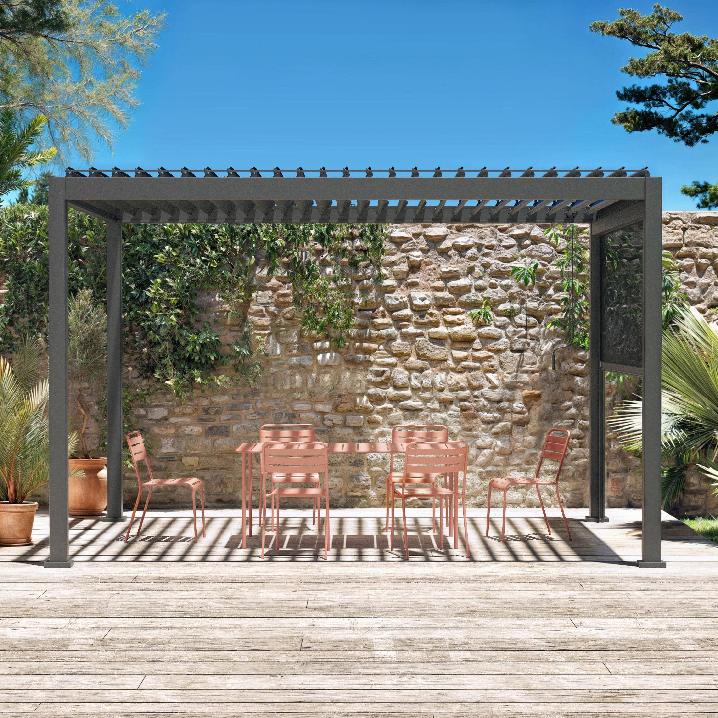 Triomphe 3x4m + accesorio - Pérgola bioclimática 3x4m con toldo vertical de 3m