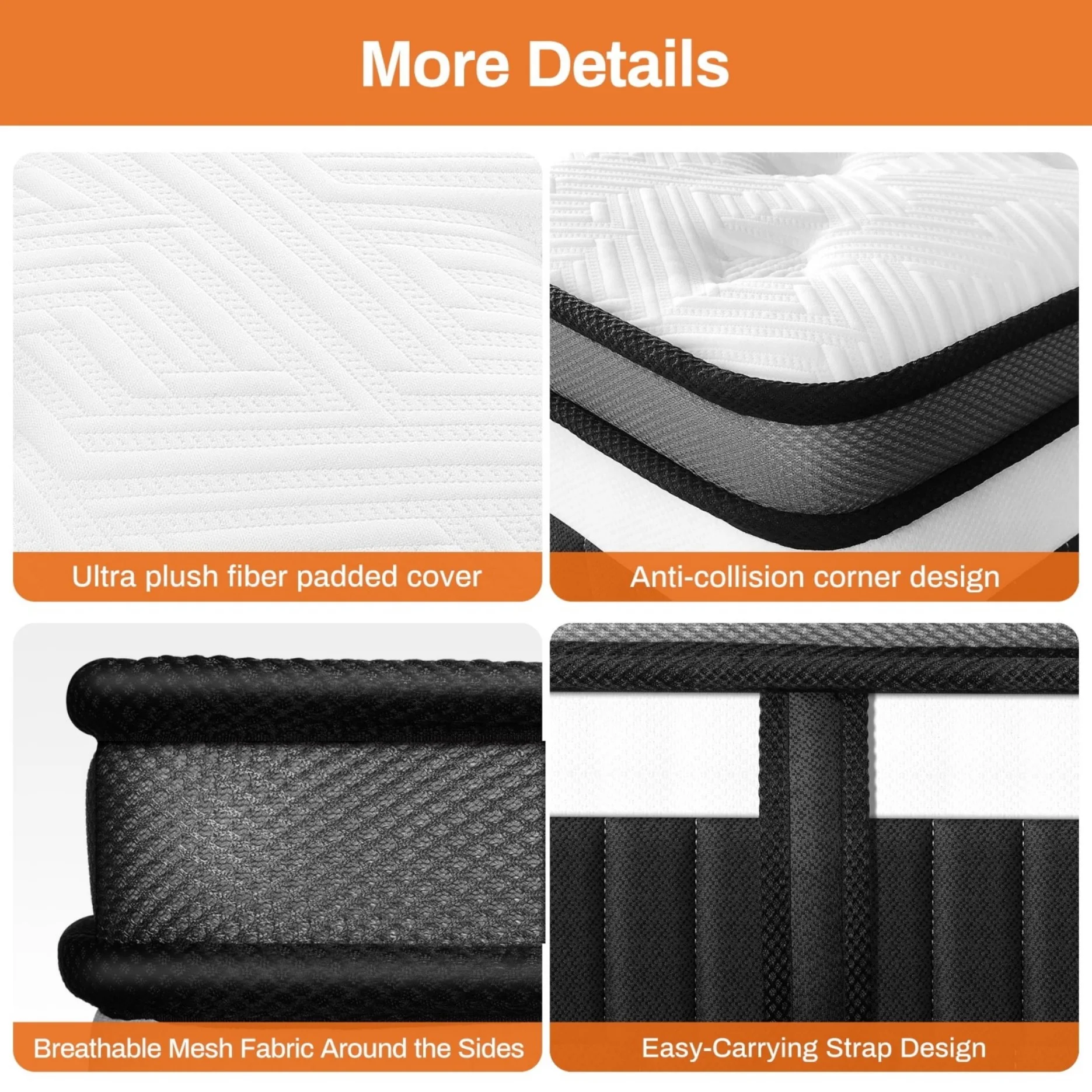 Qvamodo 14 Inch Hybrid King Mattress- Medium Firm King Size Bed in a Box - CertiPUR-US Certified Memory Foam, King Size mattress for Pressure Relief, Cooling Sleep, and Motion Isolation - Image 2